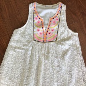 Paper Crane Embroidered Boho Western Tunic Top M